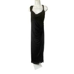 Alex Evenings Womens Formal Twist Bust Maxi Gown 16 Black Prom Minimalist